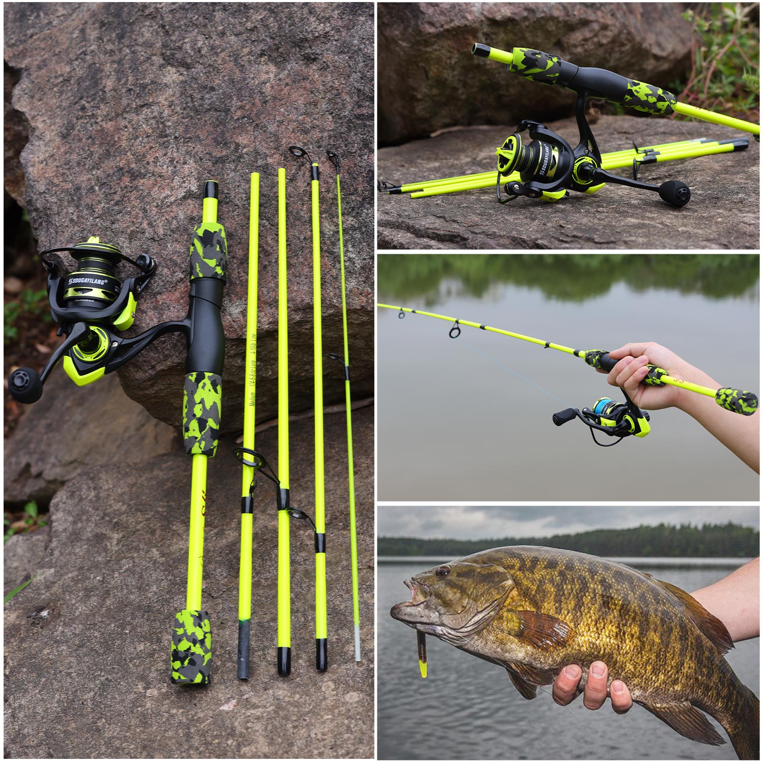 Combo de pesca giratoria Souga - Fishing Rod Carbon Fiber reseña y precio