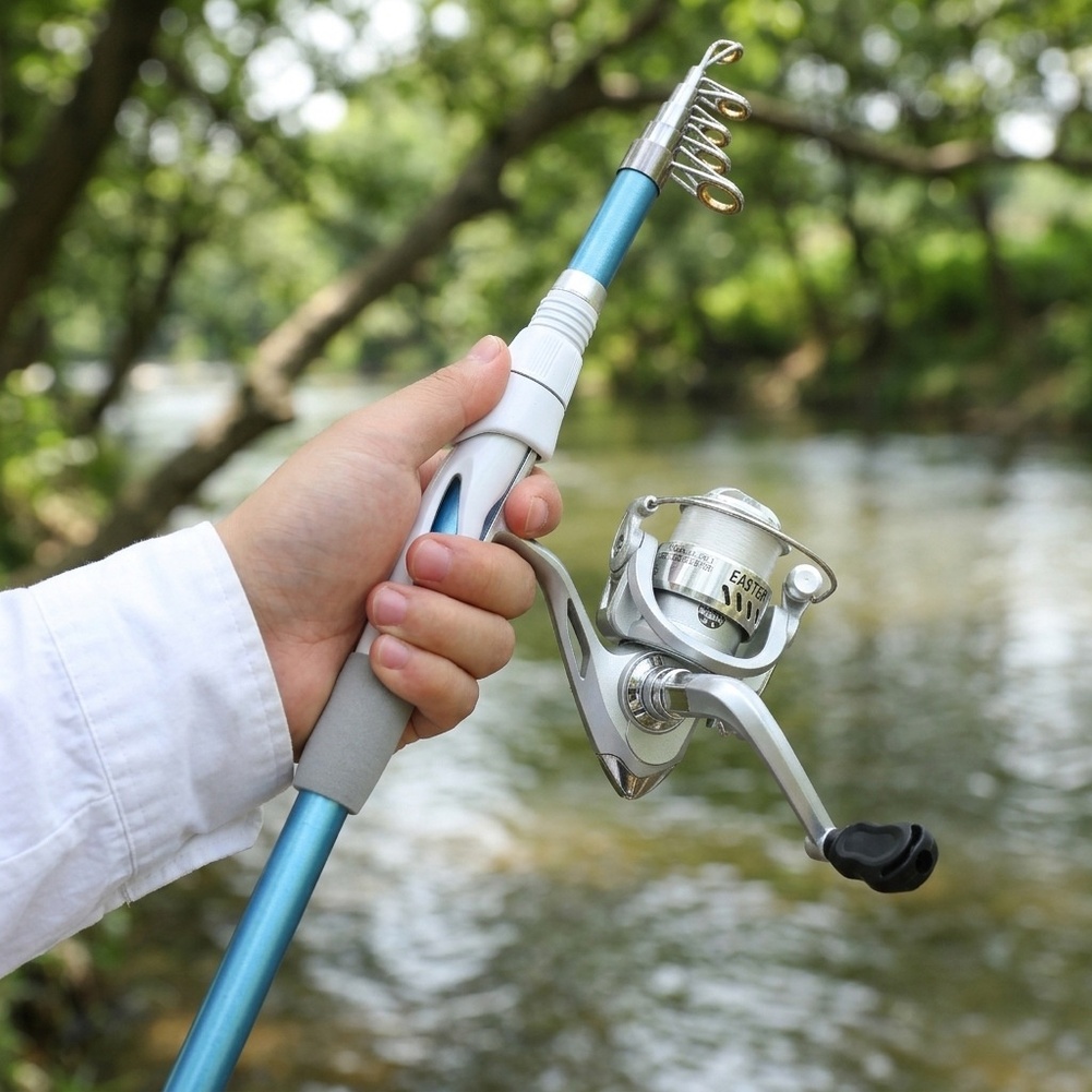 Caña de Pescar Azul y Blanca d - Fishing Rod Combo reseña y precio